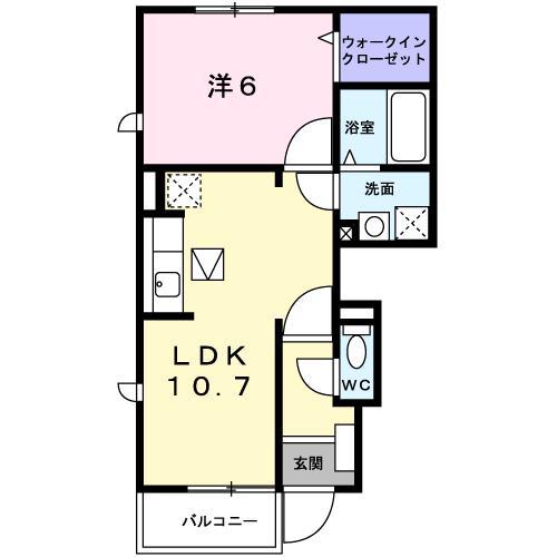 ヴィラ セレッソ(1LDK/1階)の間取り写真