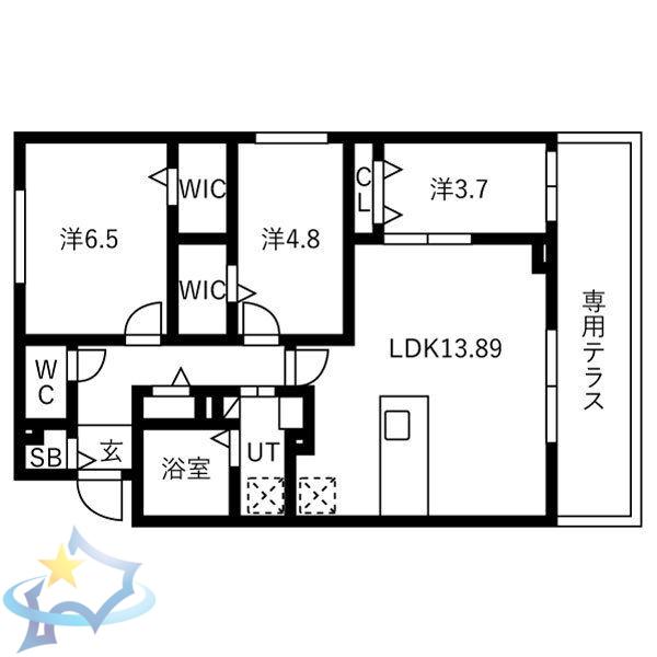 SPARKLE 裏参道(3LDK/1階)の間取り写真