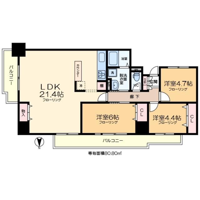 綾瀬プルミエ(3LDK/7階)の間取り写真