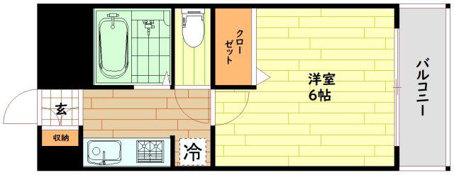 天満グリーン土井マンション(1K/6階)の間取り写真
