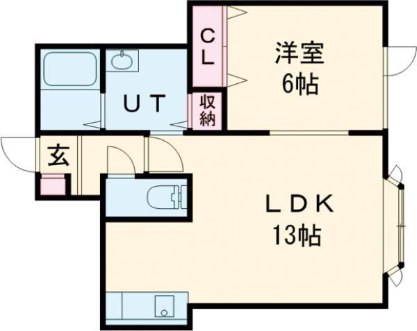 レインボーハウス愛III(1LDK/2階)の間取り写真
