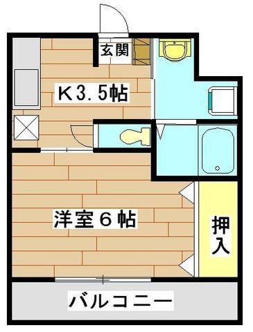 フローラルパレス大成(1K/2階)の間取り写真