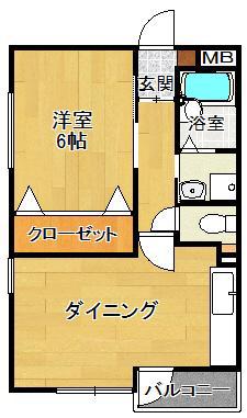 ロイヤルメゾン西宮北口7(1DK/3階)の間取り写真