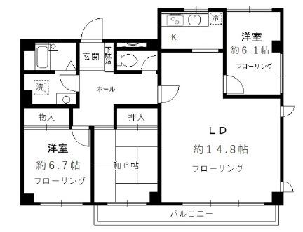 メゾンガーデニア(3LDK/2階)の間取り写真