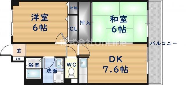 イーストヒル長田(2DK/2階)の間取り写真