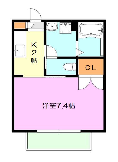 三高・ウエストステージII(1K/1階)の間取り写真