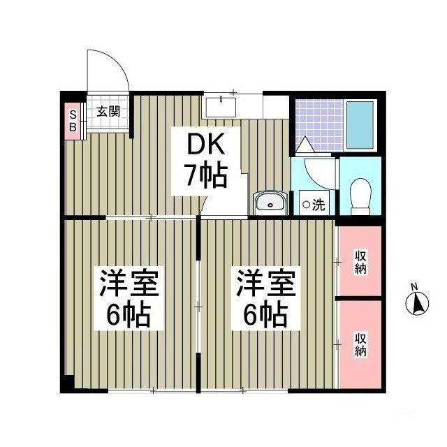 パークサイド美杉台(2DK/1階)の間取り写真