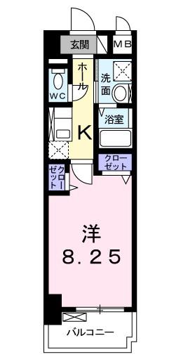 ブライクT27(1K/2階)の間取り写真