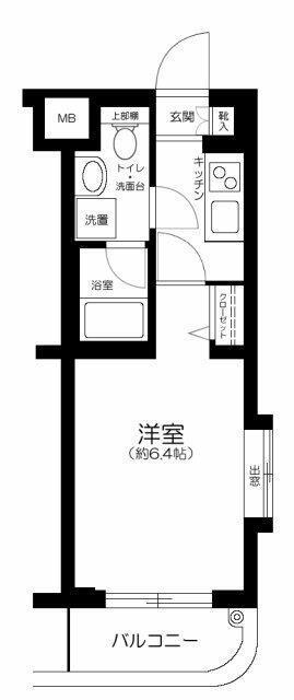 グリフィン横浜・岡野公園弐番館(1K/2階)の間取り写真