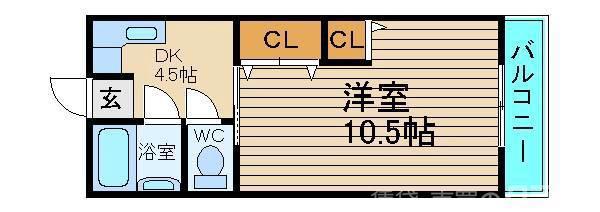 ナニワハイツ(1K/3階)の間取り写真