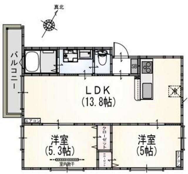 ウエルストン池上(2LDK/2階)の間取り写真