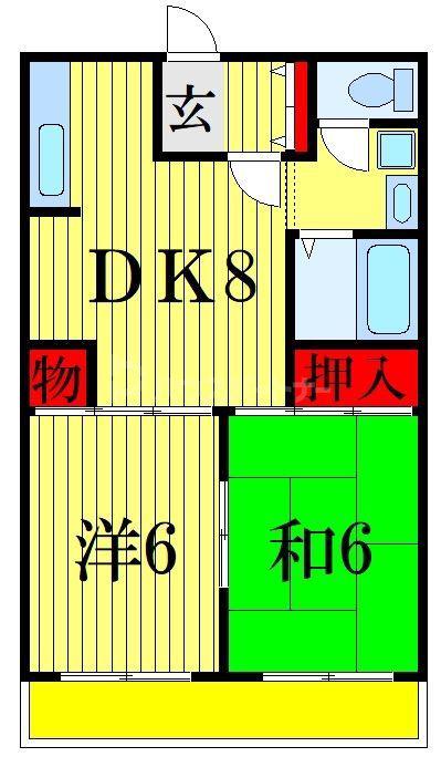 グリーンタウン第五ミズホ(2DK/3階)の間取り写真