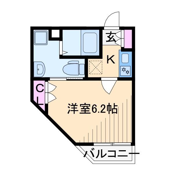 ブランニュー溝の口(1K/2階)の間取り写真