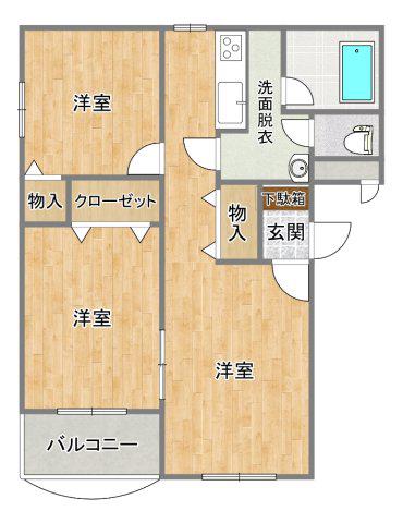 ヒーローマンション・桂(2LDK/3階)の間取り写真