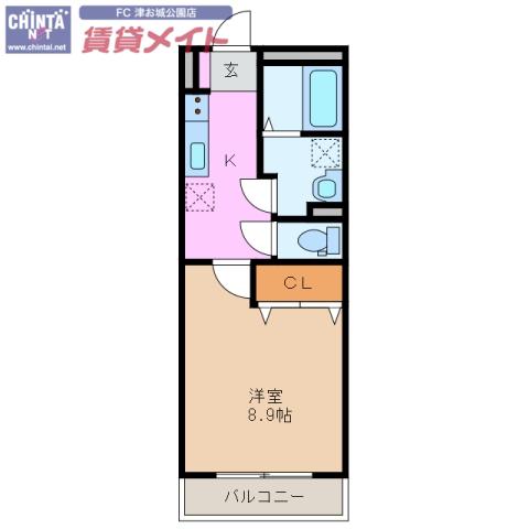 ベルフォーレ(1K/1階)の間取り写真
