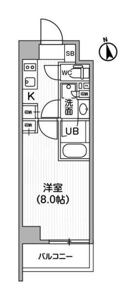 レクシード神楽坂(1K/4階)の間取り写真