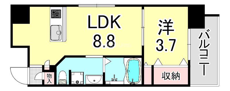 アバンティ南堀江ウエスト(1LDK/7階)の間取り写真