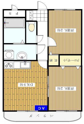 エクシード五郎台(2DK/2階)の間取り写真