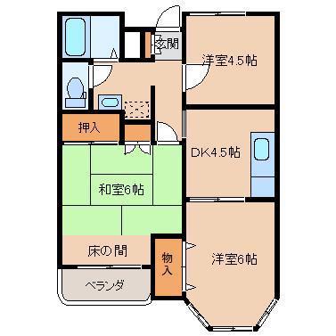サンライト八山田B棟(3DK/1階)の間取り写真