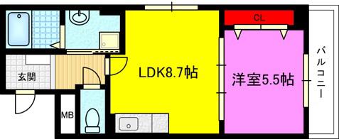 アビタ諸福(1LDK/2階)の間取り写真