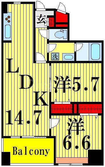 グラード舎人(2LDK/2階)の間取り写真