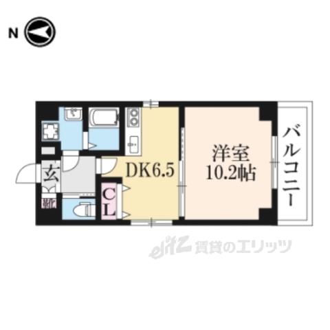 ローブコート六地蔵駅前(1DK/3階)の間取り写真