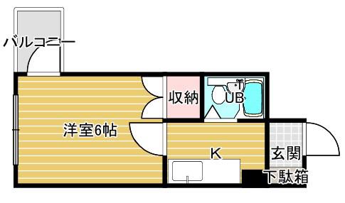 プレアール曙II(1K/1階)の間取り写真