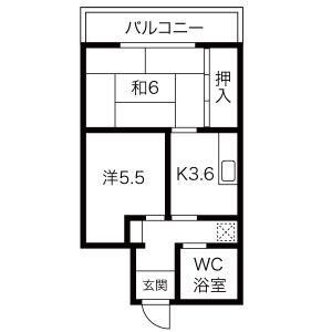 GU-UG東桜(2K/4階)の間取り写真
