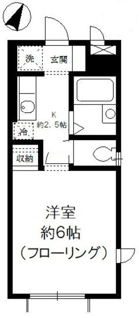 ホームあすか(1K/2階)の間取り写真