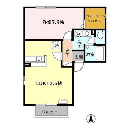 グリーンパーク一ッ森(1LDK/2階)の間取り写真