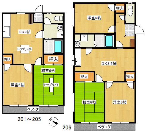 エクセレント三上(2LDK/2階)の間取り写真