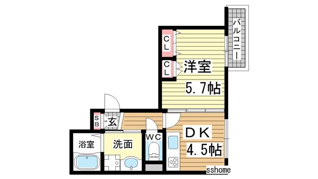 リベルタみかげ(1DK/4階)の間取り写真