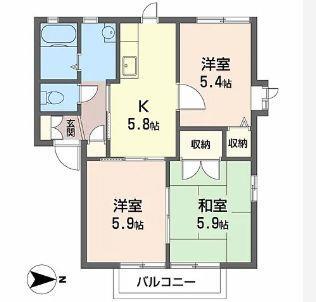 ディアス21 A(3K/2階)の間取り写真