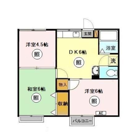 第二十王堂ハイツ(3DK/1階)の間取り写真