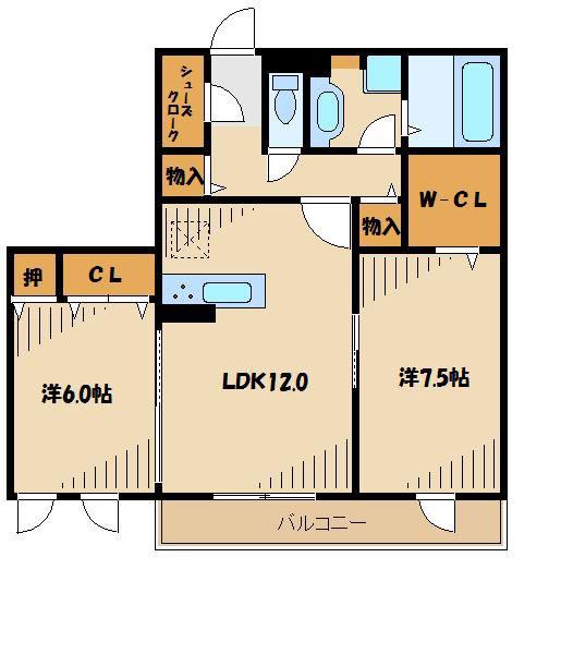 SUNNY HOUSE(2LDK/3階)の間取り写真