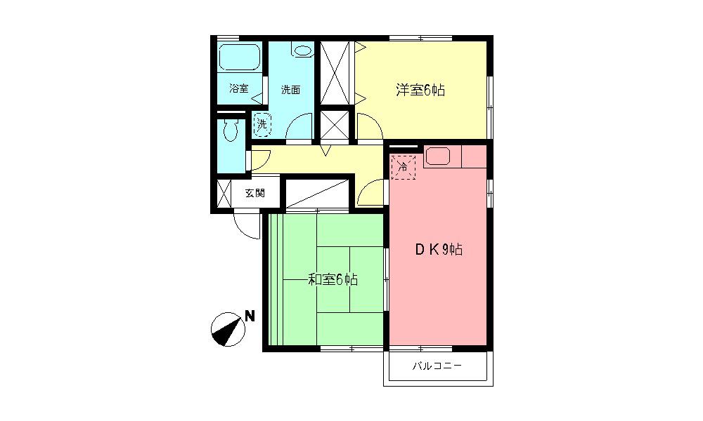 小田急小田原線 小田急相模原駅 徒歩16分 2階建 築27年(2DK/2階)の間取り写真