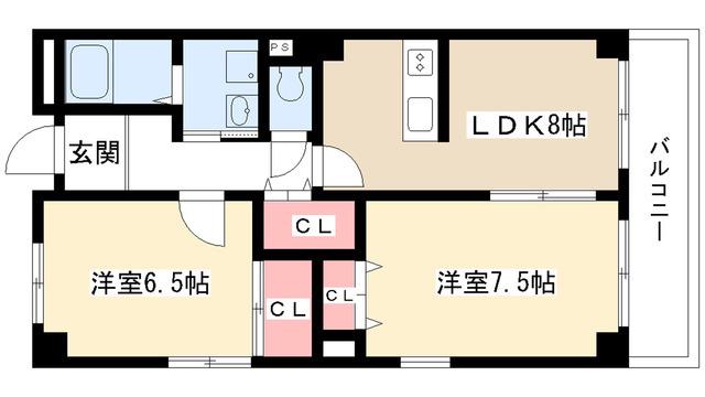 エストA(2LDK/2階)の間取り写真