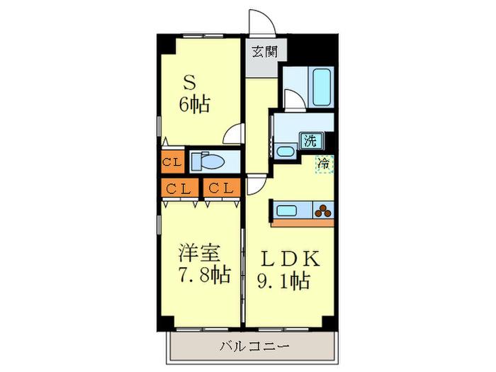ベリエ茶五(1SLDK/6階)の間取り写真