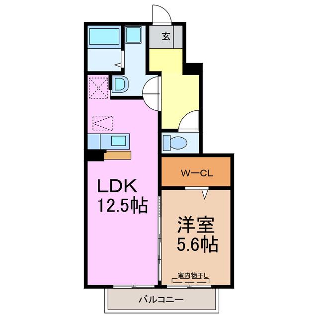 パークヒルズ ミモザ(1LDK/1階)の間取り写真