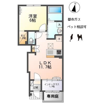 イグナスII(1LDK/1階)の間取り写真