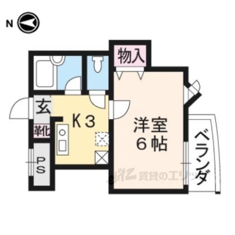 タックハウス下鴨8(1K/2階)の間取り写真