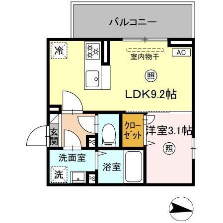 エスト・プラージュ(1LDK/3階)の間取り写真