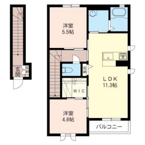 インペルヴィレッジ(1LDK/2階)の間取り写真