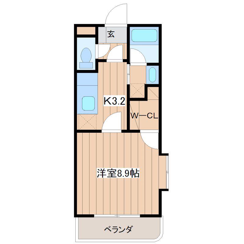 クラストガーデンII(1K/2階)の間取り写真