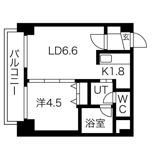 ボヌール手稲(1LDK/5階)の間取り写真
