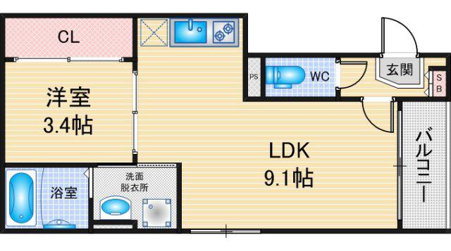 KALPANA SERENITY(1LDK/1階)の間取り写真