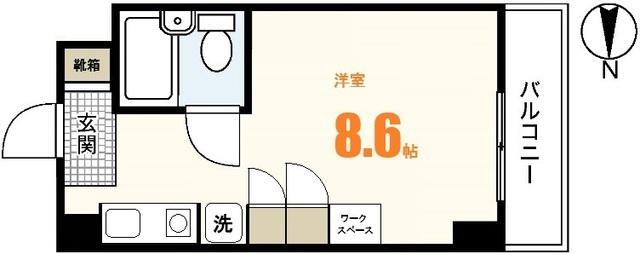 コーポラス岡本(ワンルーム/2階)の間取り写真