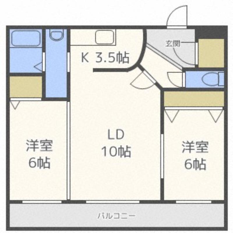 ミリオンスターヒルズ(2LDK/2階)の間取り写真