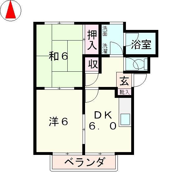 レジデンス宝積(2DK/2階)の間取り写真
