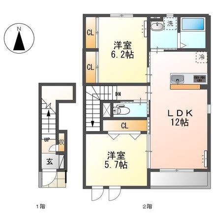 ルミナスY(2LDK/2階)の間取り写真